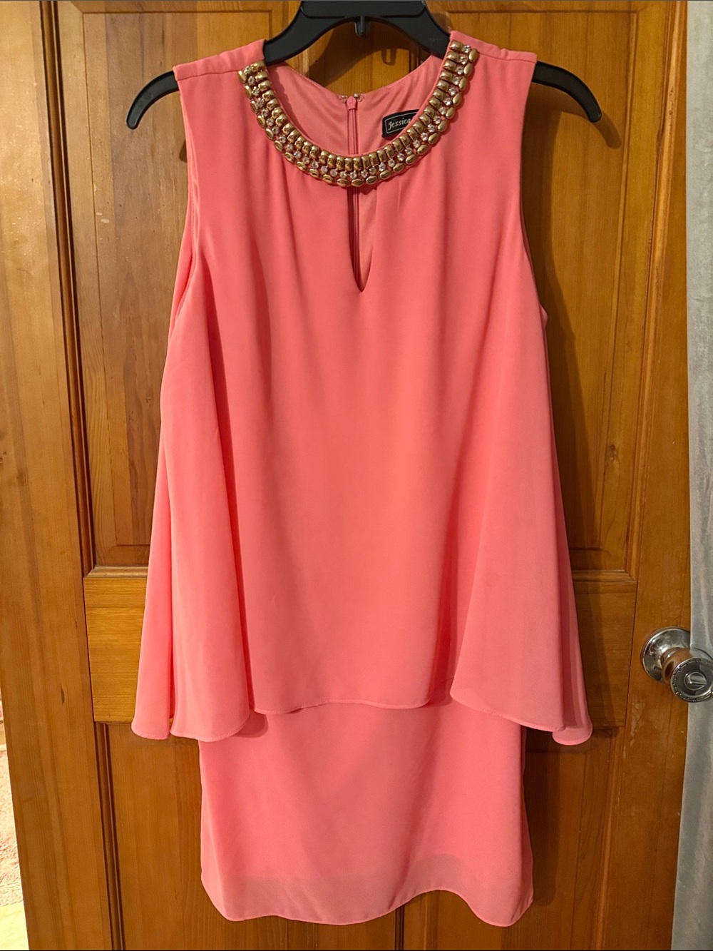 Jessica Howard Pink Shift Dress with Beaded Collar